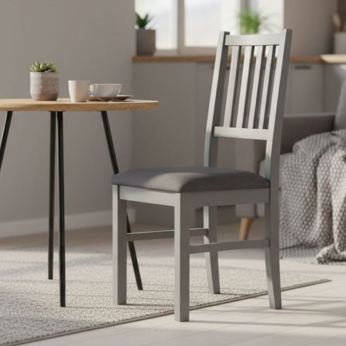 Sedia Grigio una Sedia Materiale Struttura in Legno Massello, Colore Seduta Grigio - Fraine