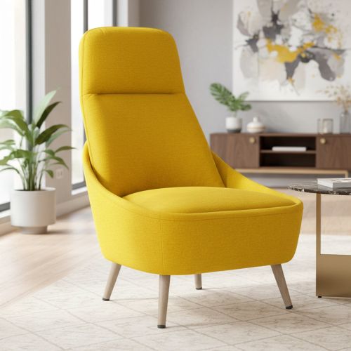 Sedia imbottita in tessuto giallo - Azzio