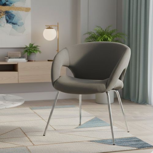Sedia imbottita in tessuto grigio - Arturo