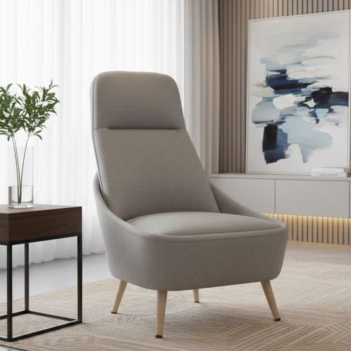 Sedia imbottita in tessuto grigio - Azzio