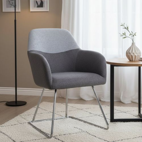 Sedia imbottita in tessuto grigio - Azzone
