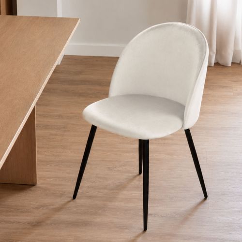 Sedia imbottita in velluto panna - Achito