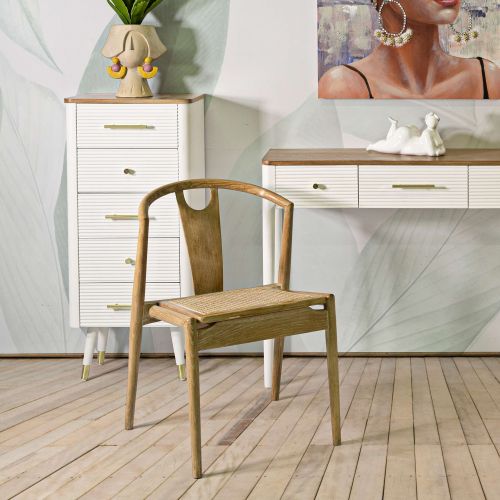 Sedia Marrone 2 Sedie Seduta in Rattan Intrecciato, Materiale Struttura in Legno - Ione