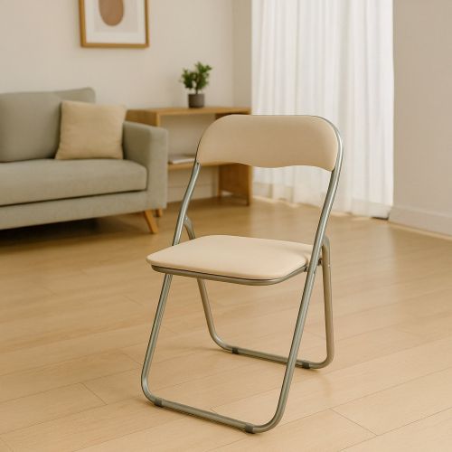 Sedia pieghevole imbottita beige struttura in metallo - Antenore