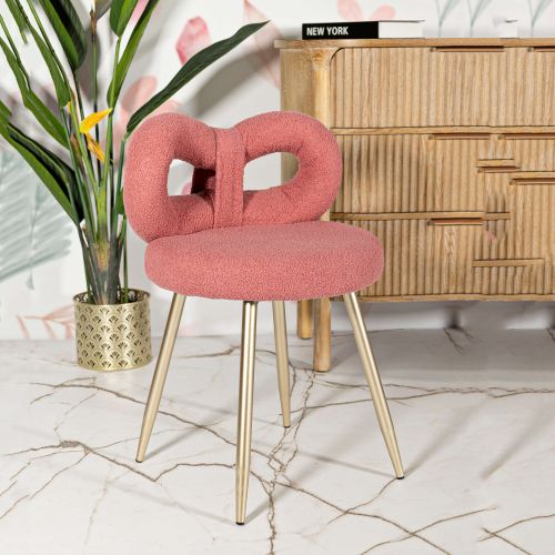 Sedia Rosa oro una Sedia Seduta in Tessuto Effetto Bouclè, Imbottito - Rishik