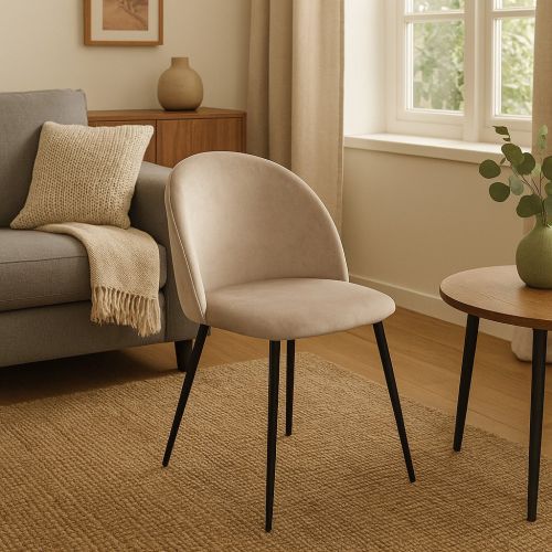Sedia Stinson, Poltrona rivestita in velluto, Sedia da pranzo imbottita, Seduta per riunioni, 51x54h82 cm, Grigio chiaro