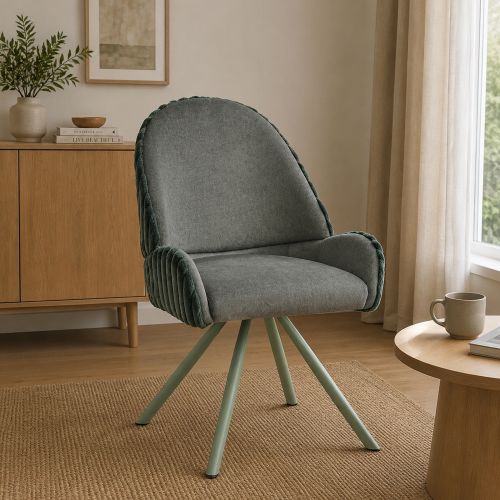 Sedia Verde Grigio 2 Sedie Imbottito, Materiale Struttura in Tessuto - Kinna