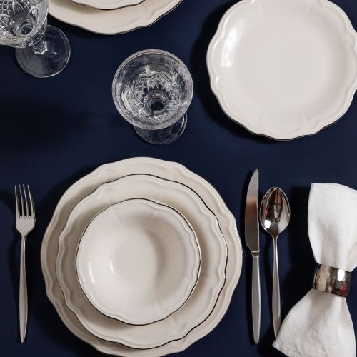 Servizio Piatti Bianco Argento set da 24 Colore Struttura Argento, Adatto per Lavastoviglie - Noremo