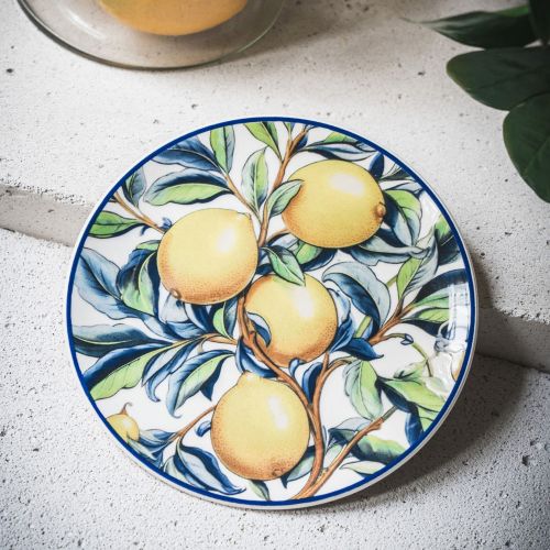 Servizio Piatti Giallo set da 6 per Dessert Adatto per Lavastoviglie, - Nikata