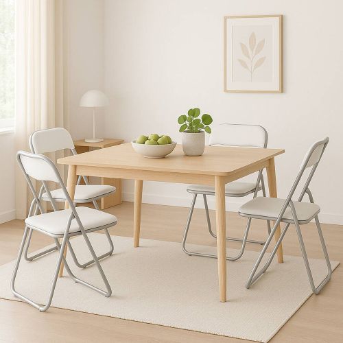 Set 4 sedie pieghevoli imbottite bianche struttura in metallo - Antenore