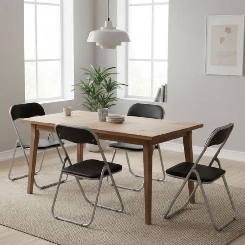 Set 4 sedie pieghevoli imbottite nere struttura in metallo - Antenore