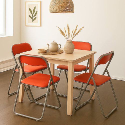 Set 4 sedie pieghevoli imbottite rosse struttura in metallo - Antenore
