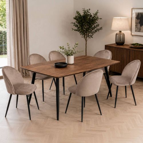 Set 6 Sedie da Cucina Imbottite in Velluto Grigio Tortora Struttura Metallo Ergonomiche 51x54x82h cm per Sala da Pranzo e Ufficio – Achito