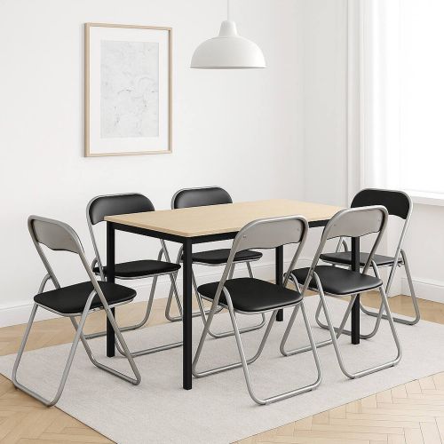 Set 6 sedie pieghevoli imbottite nere struttura in metallo - Antenore