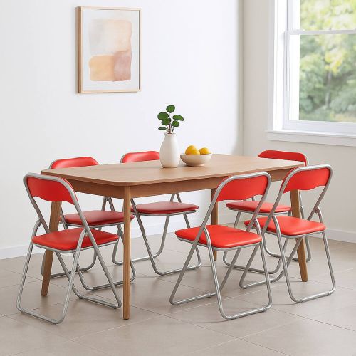 Set 6 sedie pieghevoli imbottite rosse struttura in metallo - Antenore