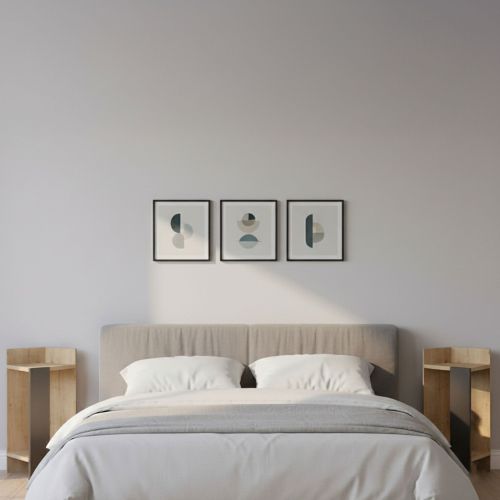 Set Comodini Marrone Quercia Nero Antracite 4 Ripiani Colore Ripiano Marrone, Elementi Inclusi 2 Comodini - Tartano