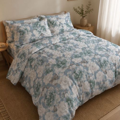 Set Completo Letto Matrimoniale blu Bianco 100% Puro Cotone, Lavabile in Lavatrice - Rovanone Luxury