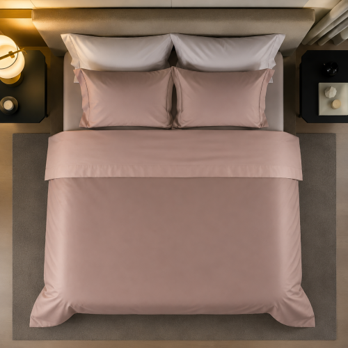 Set Completo Letto Matrimoniale Rosa Percalle 170 Fili in Cotone Pettinato e Mercerizzato, Lavabile in Lavatrice - Rositene Luxury