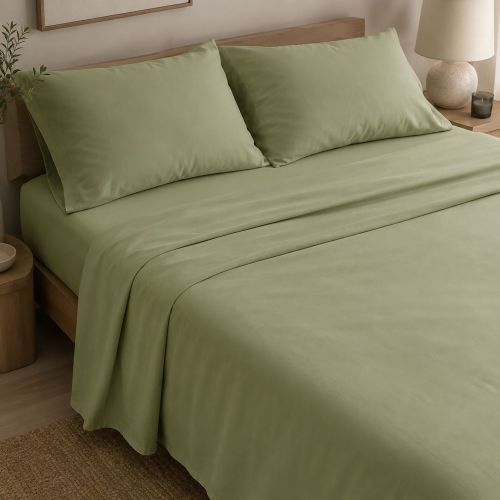 Set Completo Letto Matrimoniale Verde 50% Cotone 50% Poliestere, Lavabile in Lavatrice - Sarisa Luxury