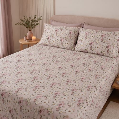 Set Completo Letto Matrimoniale Viola Lilla Percalle 210 Fili in Cotone Pettinato e Mercerizzato - Salohasi Luxury