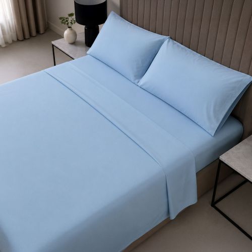 Set Completo Letto Piazza e Mezza Azzurro 50% Cotone 50% Poliestere, Lavabile in Lavatrice - Sarenina Luxury