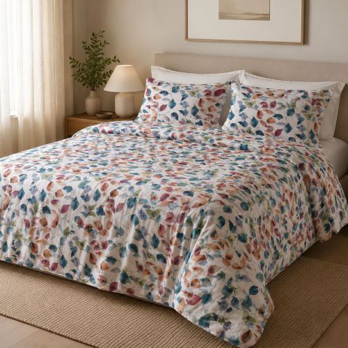 Set Completo Letto Singolo Azzurro Tiffany Percalle 210 Fili in Cotone Pettinato e Mercerizzato - Saloma Luxury
