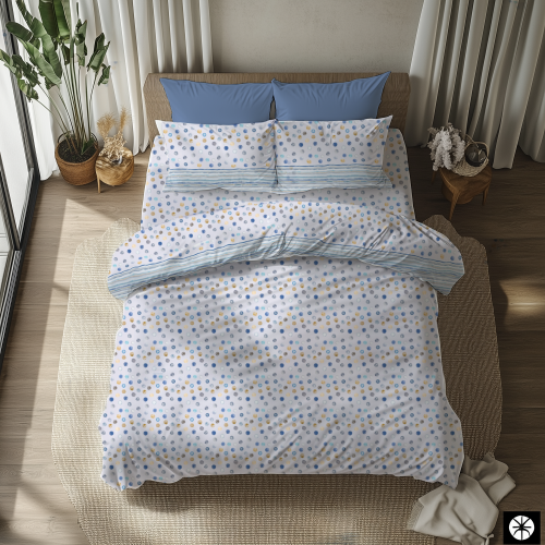 Set Completo Letto Singolo blu 50% Cotone 50% Poliestere, Lavabile in Lavatrice - Sasafa Luxury
