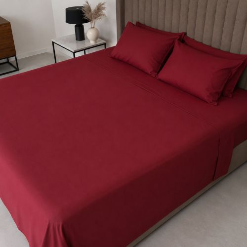 Set Completo Letto Singolo Rosso 50% Cotone 50% Poliestere, Lavabile in Lavatrice - Sapatalo Luxury