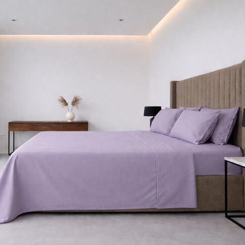 Set Completo Letto Singolo Viola Lilla 50% Cotone 50% Poliestere , Lavabile in Lavatrice - Sapatalo Luxury