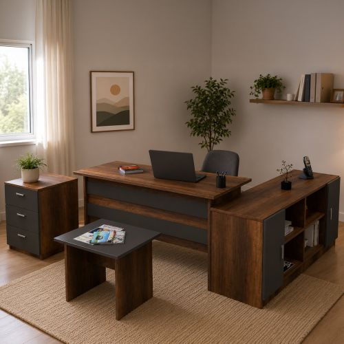 Set da ufficio Abutilon, Noce e Antracite