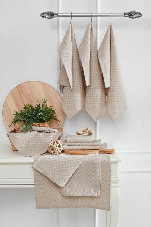 Set di 10 strofinacci Maglione, Asciugapiatti, Panno da cucina, Straccio, 40x60 cm, Crema