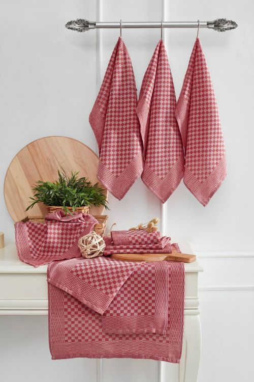 Set di 10 strofinacci Maglione, Asciugapiatti, Panno da cucina, Straccio, 40x60 cm, Rosso