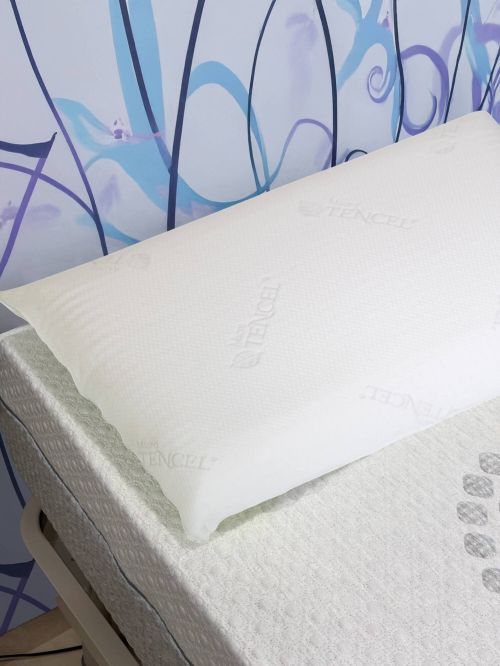 Set di 2 guanciali Bresso, Cuscino per letto, Poggiatesta imbottito, Cuscinetto per camera da letto, Made in Italy, 70x40 h14 cm, Bianco