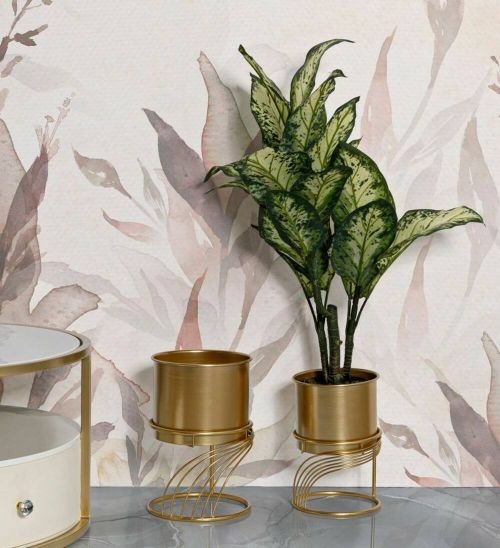 Set di 2 portavasi Clutha, Complemento d'arredo, Articolo decorativo, Accessorio d'arredo, 23x23 h36 cm, Oro