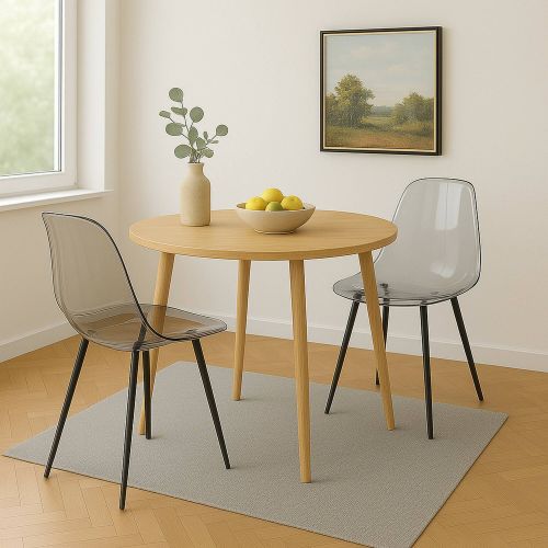 Set di 2 sedie Agate, Poltrona in PET, Sedia da pranzo ergonomica, Seduta per riunioni, 53x46h81 cm, Fumé