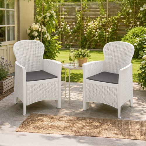 Set di 2 sedie da esterno Amilton, 59x57 h86 cm, Bianco