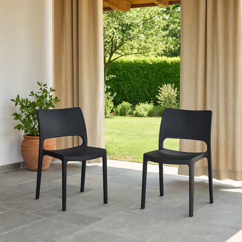 Set di 2 sedie da esterno impilabili antracite - Cereseto