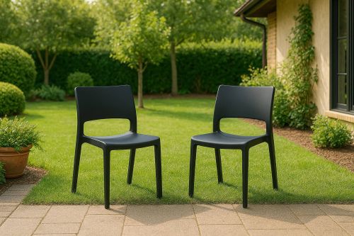 Set di 2 sedie da esterno Tropea, Seduta da giardino, Per indoor o outdoor, Impilabile, Made in Italy, 50x51 h82 cm, Antracite