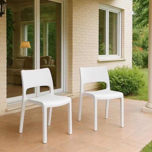 Set di 2 sedie da giardino impilabili bianco - Zircone
