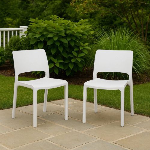 Set di 2 sedie da terrazzo impilabili bianco - Cereseto