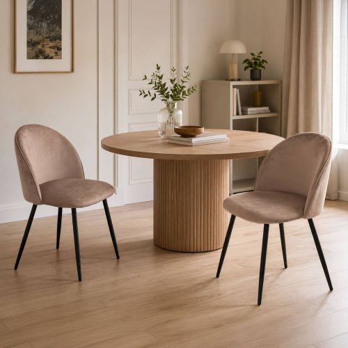 Set di 2 sedie design imbottite in velluto tortora - Achito