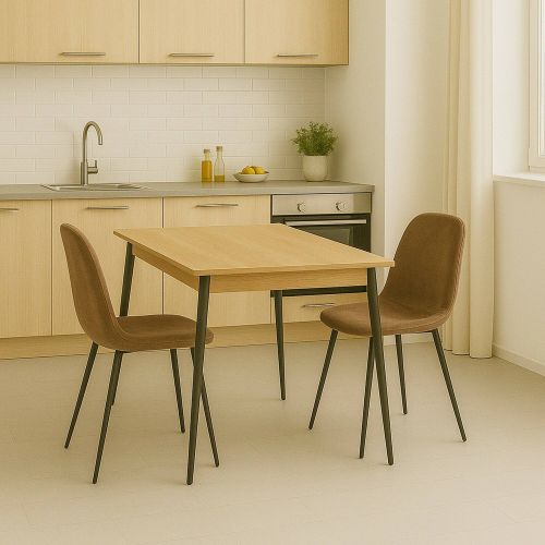 Set di 2 sedie Pismo, Poltrona rivestita in velluto, Sedia da pranzo imbottita, Seduta per riunioni, 45x56h87 cm, Beige