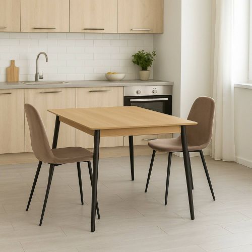 Set di 2 sedie Pismo, Poltrona rivestita in velluto, Sedia da pranzo imbottita, Seduta per riunioni, 45x56h87 cm, Tortora