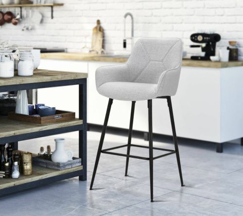 Set di 2 sgabelli Bobbio, Seggiola alta, Sedia senza schienale, Seduta regolabile, 55x55 h109 cm, Nero e Grigio