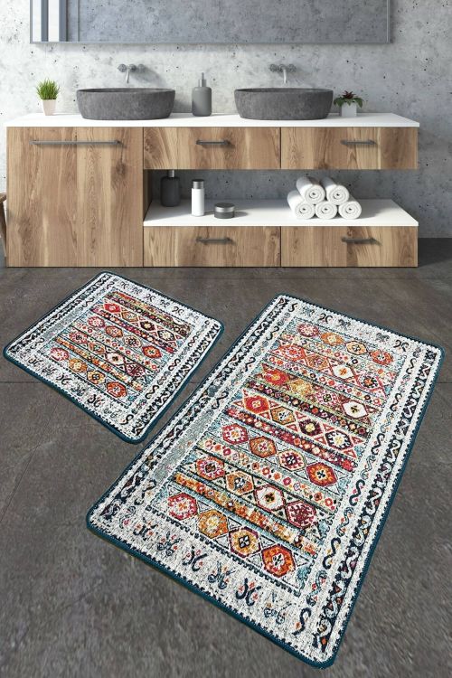 Set di 2 tappeti da bagno Gessi, Tappetino per bagno, Scendibagno, Pedana da bagno, 100x60 cm, Multicolore