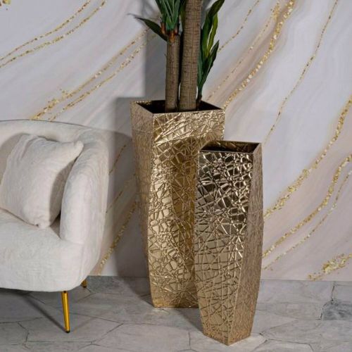 Set di 2 vasi Ritaldi, 34x34 h90 cm, Oro