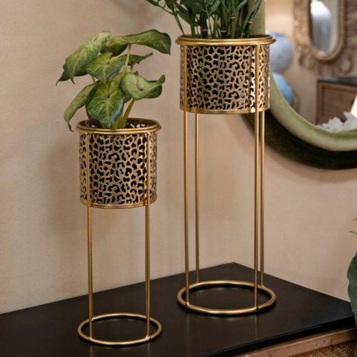 Set di 2 vasi Robert, Oro, 17x17 h46 cm