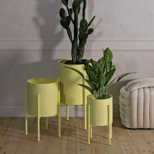 Set di 3 portavasi Cisterna, 36x36 h57 cm, Giallo