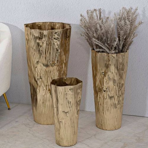 Set di 3 vasi Frentano, 41x39 h83 cm, Oro