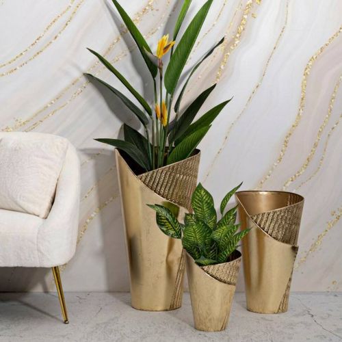 Set di 3 vasi Morrone, 39x42 h75 cm, Oro